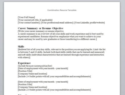 Complete Guide On How To Write A Combination Resume