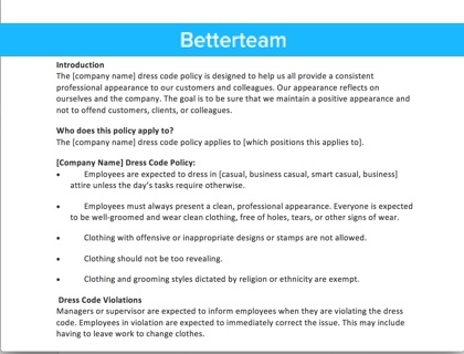 policy code sample company dress phone employee attendance cell vehicle handbook template office disciplinary memo employees action work downloadable letter