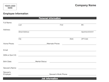 Employee Information Form Download Or Print Word Pdf