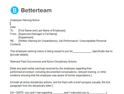 Free Employee Disciplinary Action Form Template from www.betterteam.com