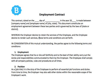 Temporary Employment Contract Sample Form