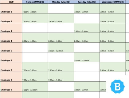 Weekly Employee Schedule Template Pdf from www.betterteam.com