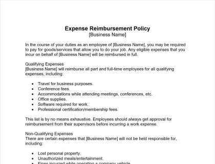 Expense Reimbursement Policy Template from www.betterteam.com