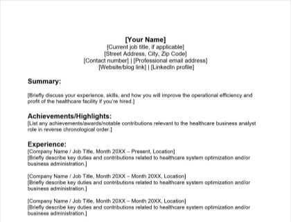 Top Business Analyst Resume Templates 2020