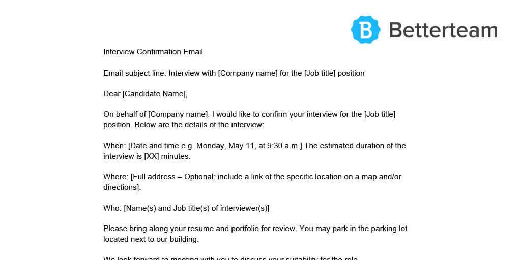 how to send confirmation email for job interview