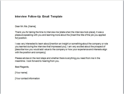 Interview Followup Letter Samples from www.betterteam.com