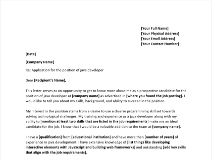 Java Developer Cover Letter Writing Guide Free Template