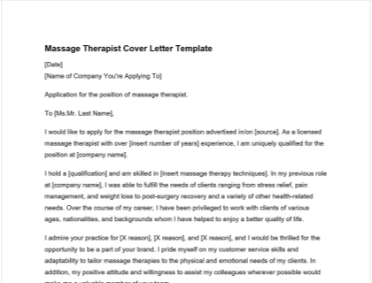Massage Therapist Cover Letter Guide Template