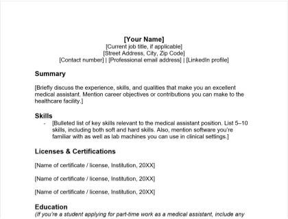 Medical Assistant Resume Template from www.betterteam.com