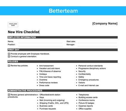 Employee Training Checklist Template from www.betterteam.com