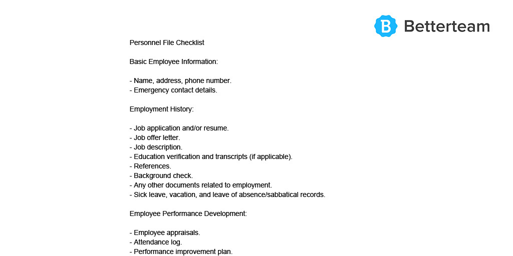 Personnel File Template Free Download