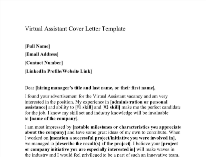 application letter format for virtual assistant