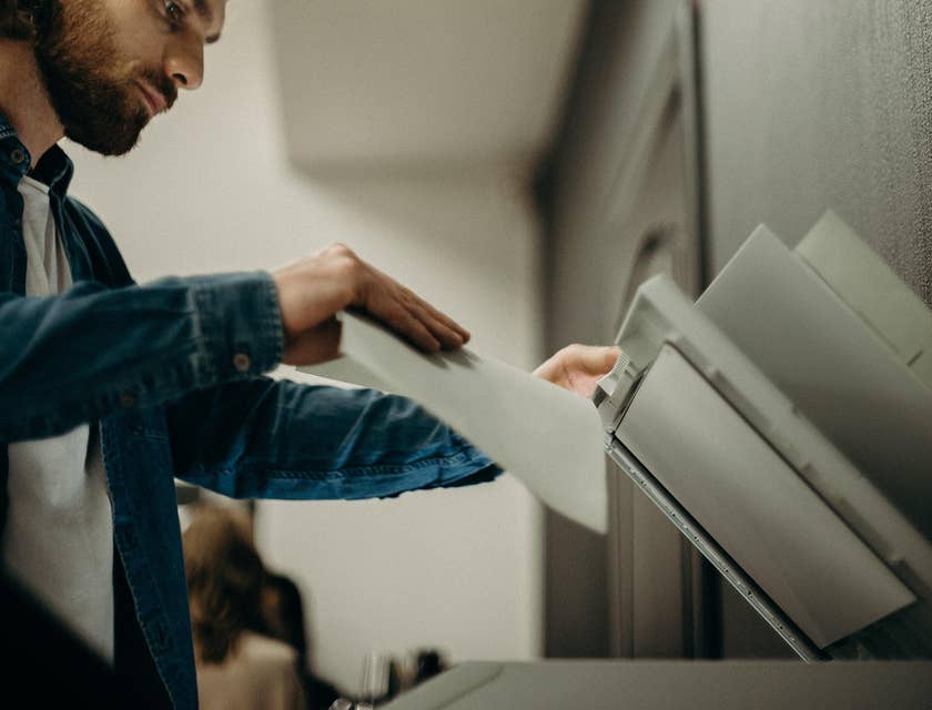 Back Office Executive scanning the documents that needs to be printed and distributed to the staffs