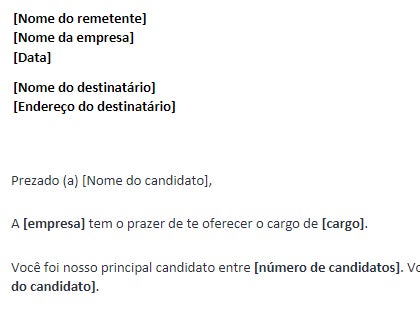 Um modelo informal de e-mail de proposta de emprego no formato Microsoft Word.