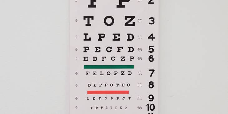 Tabla de comprobación del enfoque utilizada por los optometristas.