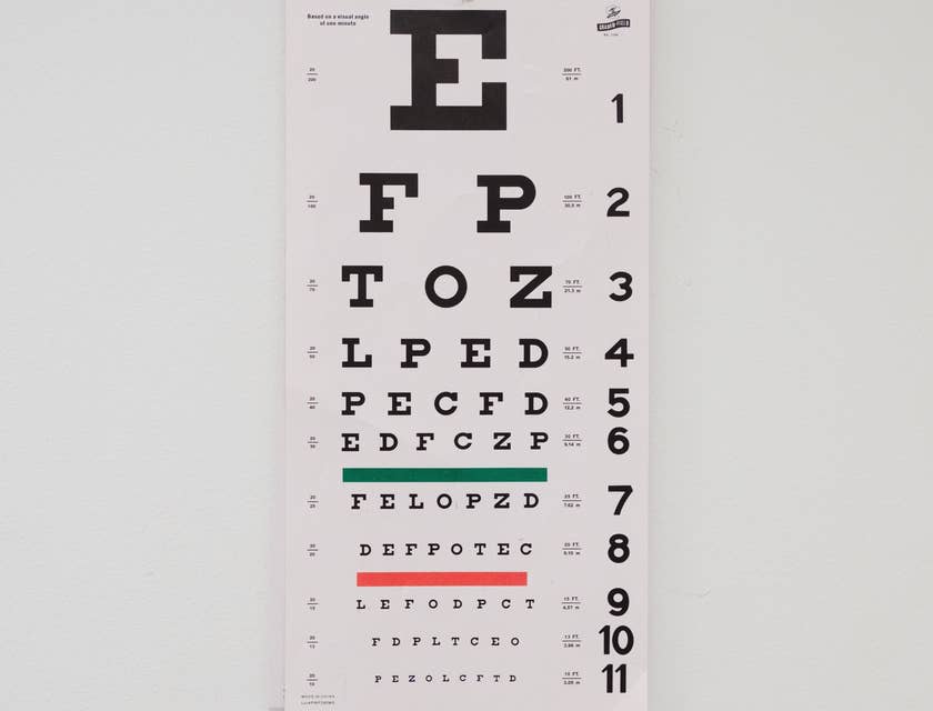 Tabla de comprobación del enfoque utilizada por los optometristas.
