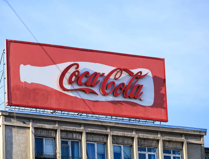 A brand advertising on a billboard.