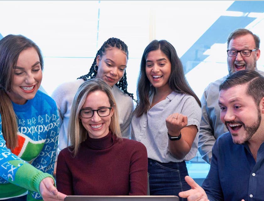 A team of people collaborating in a meeting.