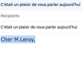 Utilisez la formule de salutation correcte.