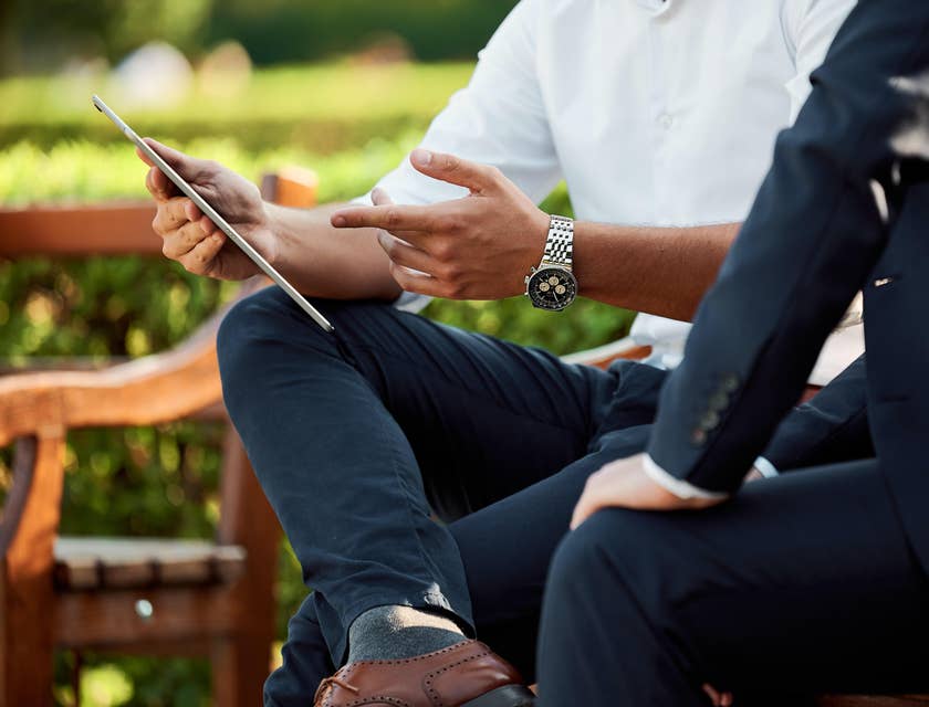 A corporate advisor consulting with a client.