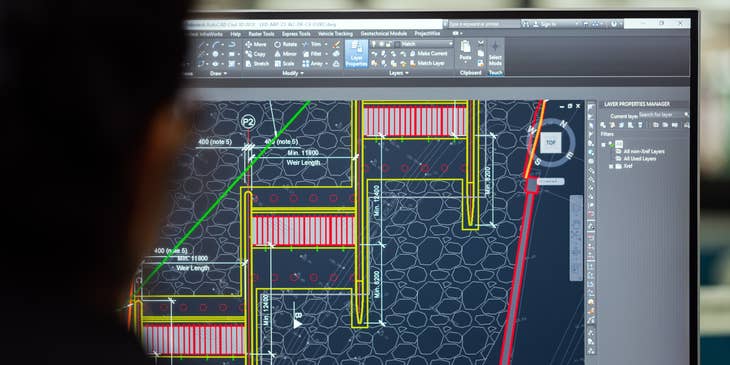 CAD Technician working on a design plan for a new building