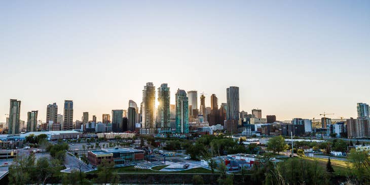 Sunrise over the city of Calgary