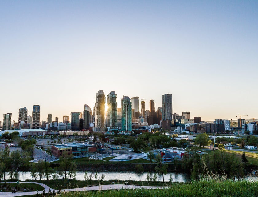 Sunrise over the city of Calgary