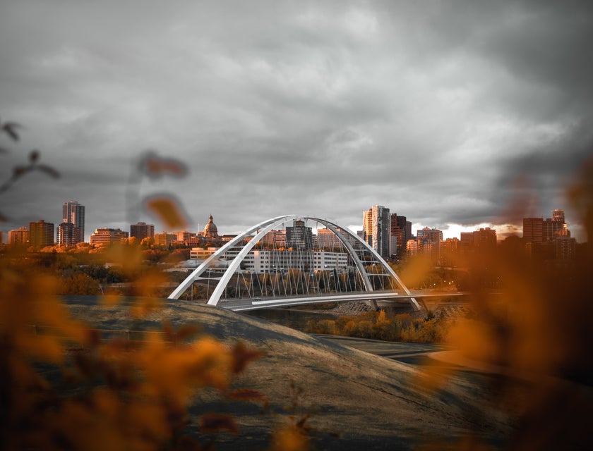 A view of the Walterdale Bridge in Edmonton, Alberta.