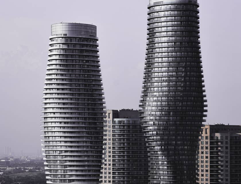 A view of the Absolute World skyscrapers in Mississauga, Ontario.
