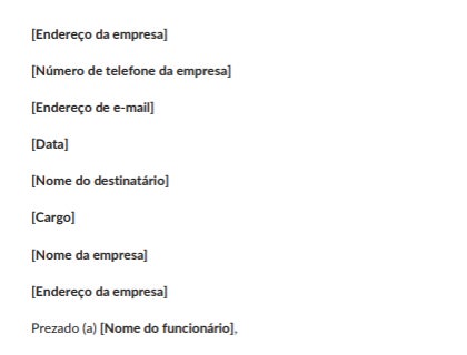 Modelo de carta de agradecimento aos funcionários