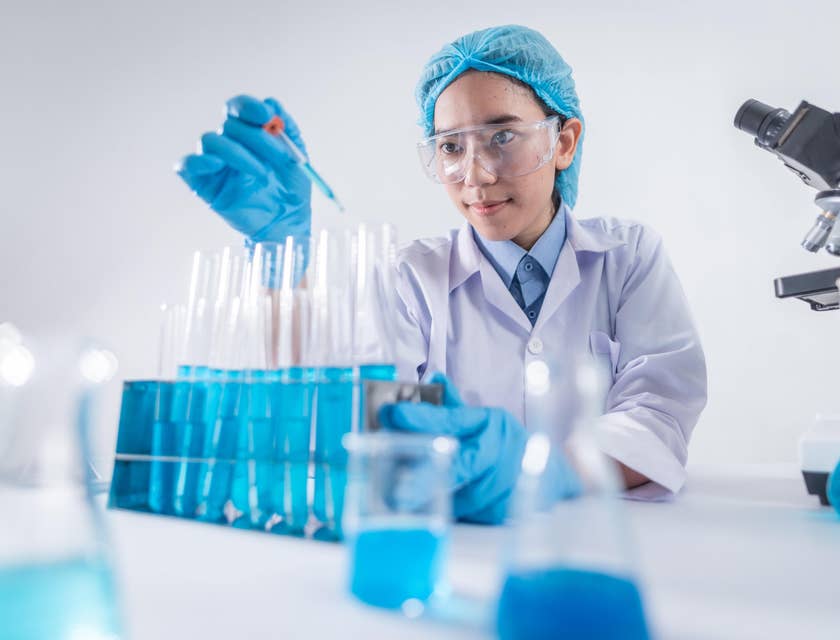 Pharmacologist studies the possible effects of the new medicine