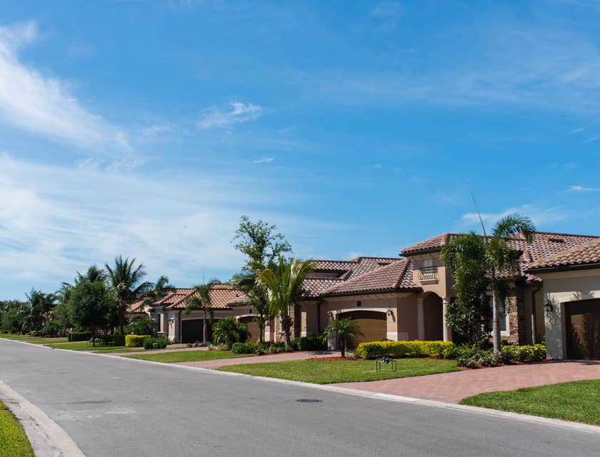 Houses in a residential development managed by a property manager
