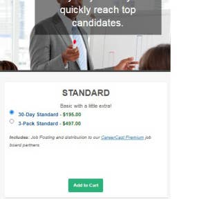 Select a job posting package.