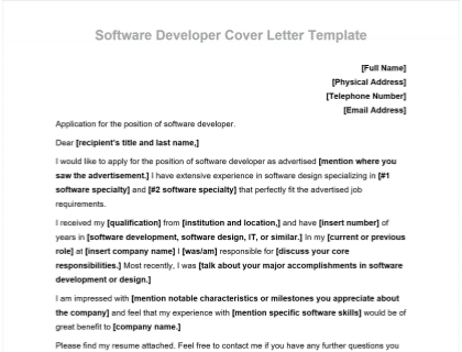Indeed Software Engineer Cover Letter