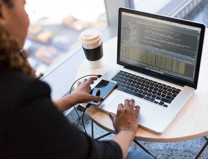 Technical Service Manager is checking a software program developed by her team for a new business client