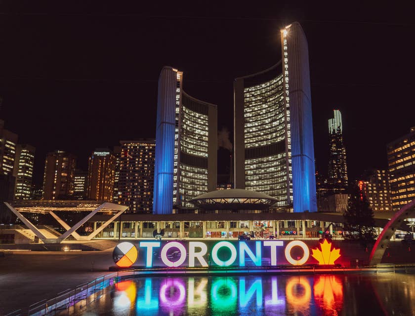 A view of a Toronto at night.