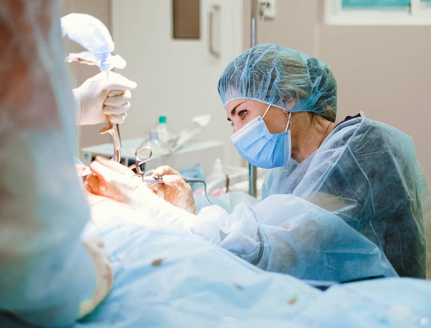 Trauma Surgeon performs emergency surgery to an injured patient