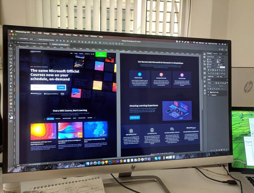 Large computer screen displaying an impressive user-interface design