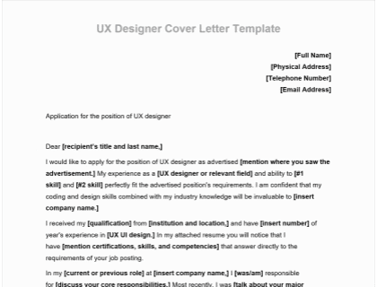 Ux Designer Cover Letter