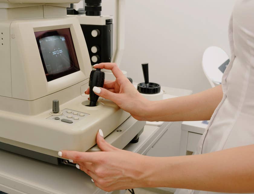 Vascular Sonographer positions machine to an accurate position prior to sonogram procedure
