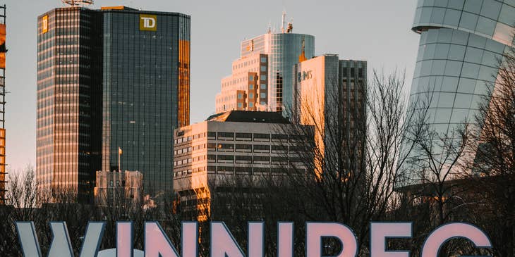 A city sign in Winnipeg, Manitoba.