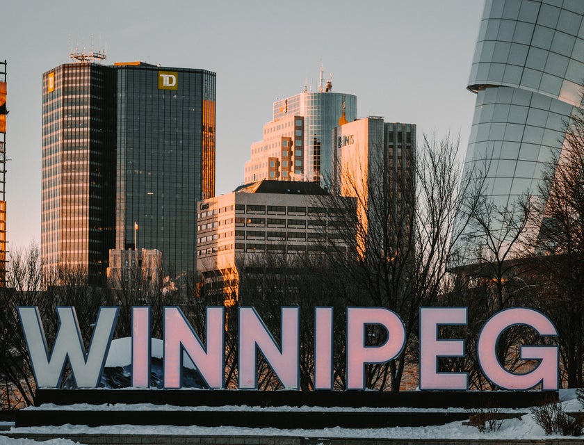 A city sign in Winnipeg, Manitoba.