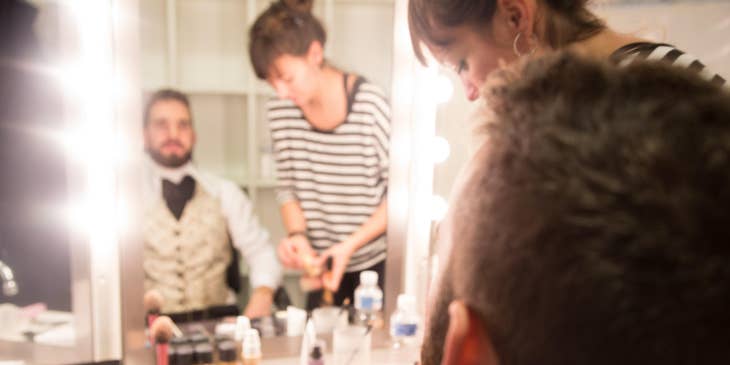 Actor in the dressing room preparing before the show