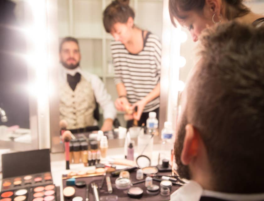 Actor in the dressing room preparing before the show