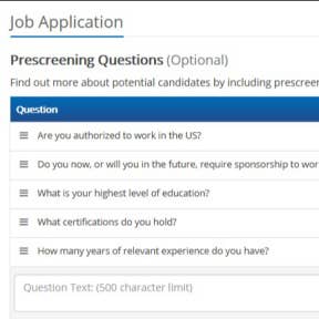 Add prescreening questions.