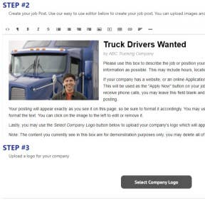 Add a job description and company logo to your post.