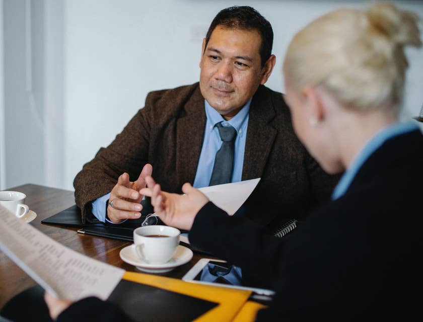 Advertising Sales Representative negotiating with client about the best advertisement for their product