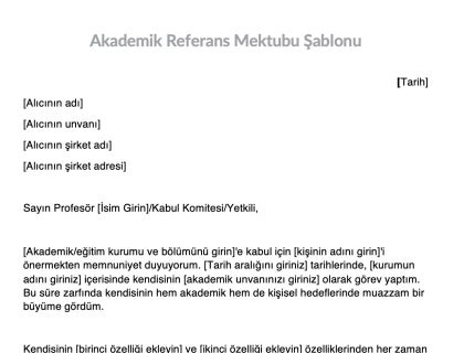 Akademik referans mektubu örneği