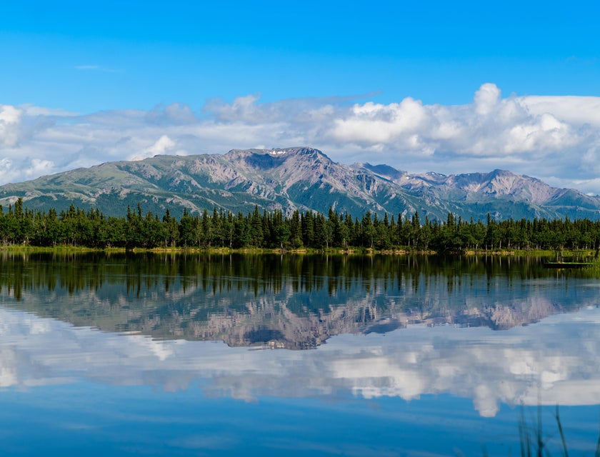 A view across a lake of Anchorage, Alaska.