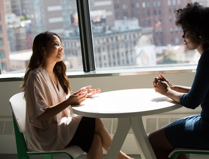 Apartment Manager talking to a potential tenant about the rental rate